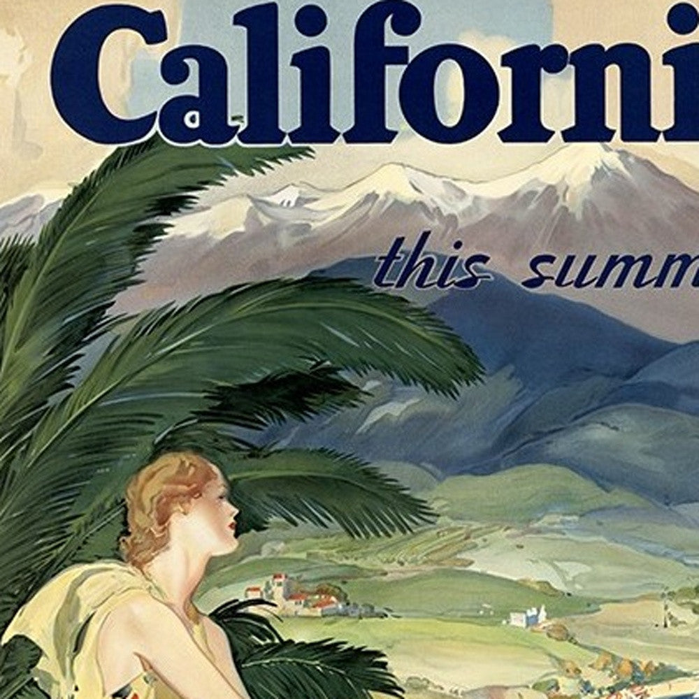 Vintage 1934 California Travel Unframed Print Wall Art