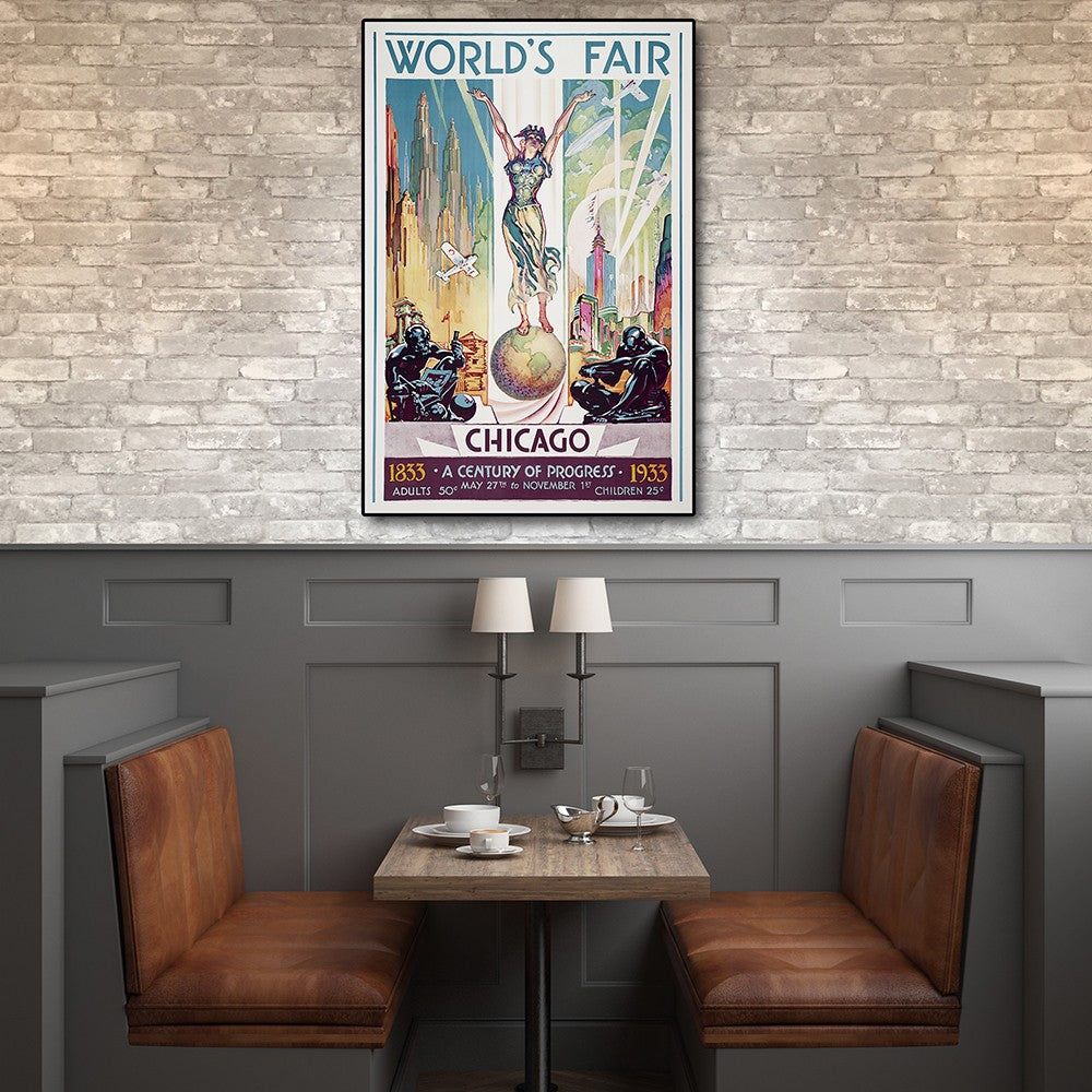 Vintage 1933 Chicago Worlds Fair Unframed Print Wall Art