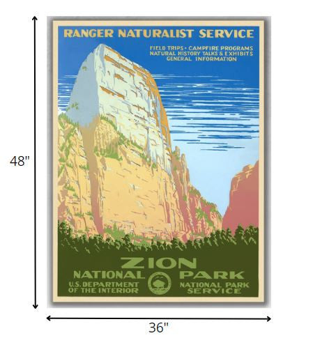 36" x 48" Zion National Park c1938 Vintage Travel Poster Wall Art