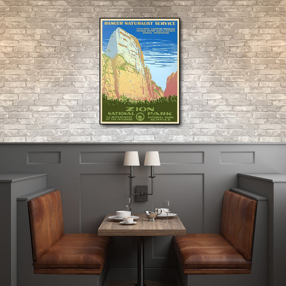 36" x 48" Zion National Park c1938 Vintage Travel Poster Wall Art