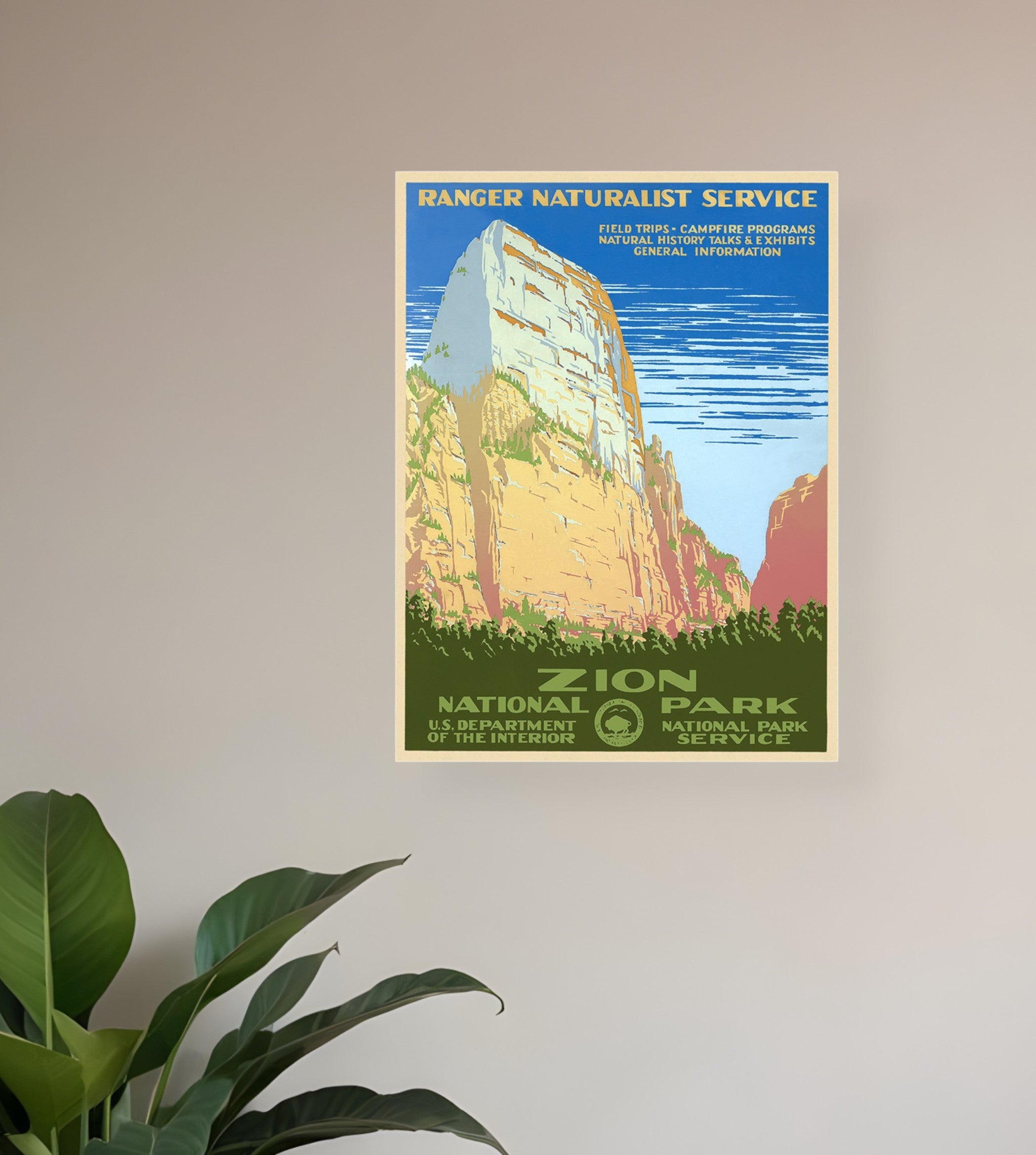 36" x 48" Zion National Park c1938 Vintage Travel Poster Wall Art