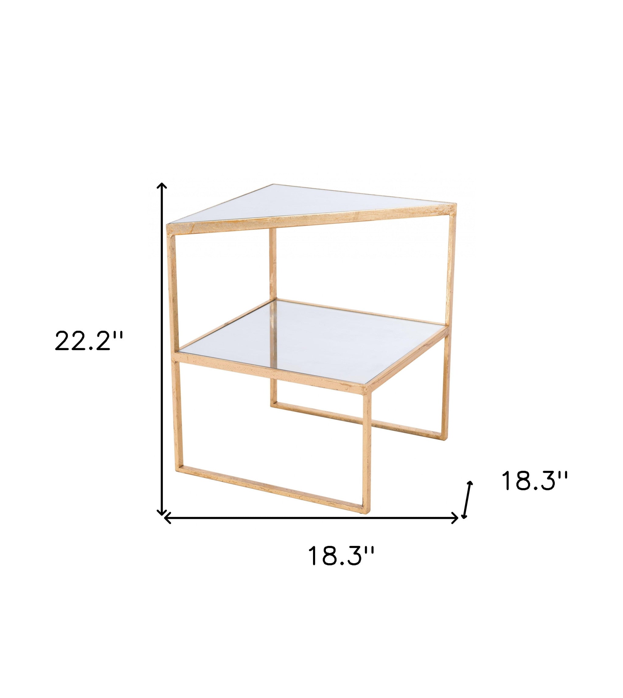 22" Gold And Clear Glass Rectangular End Table