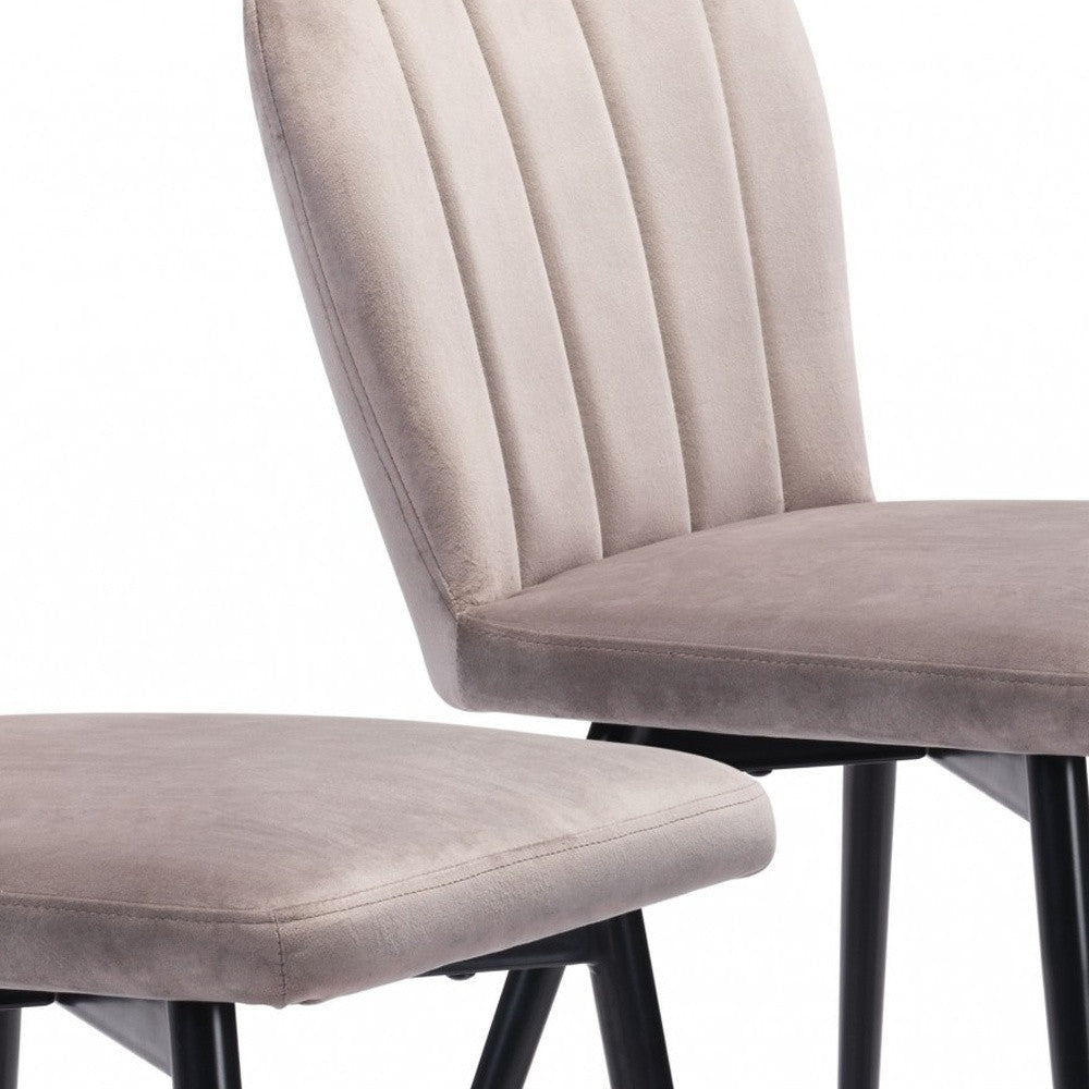 Set of Two Gray And Black Upholstered Fabric Dining Side Chairs