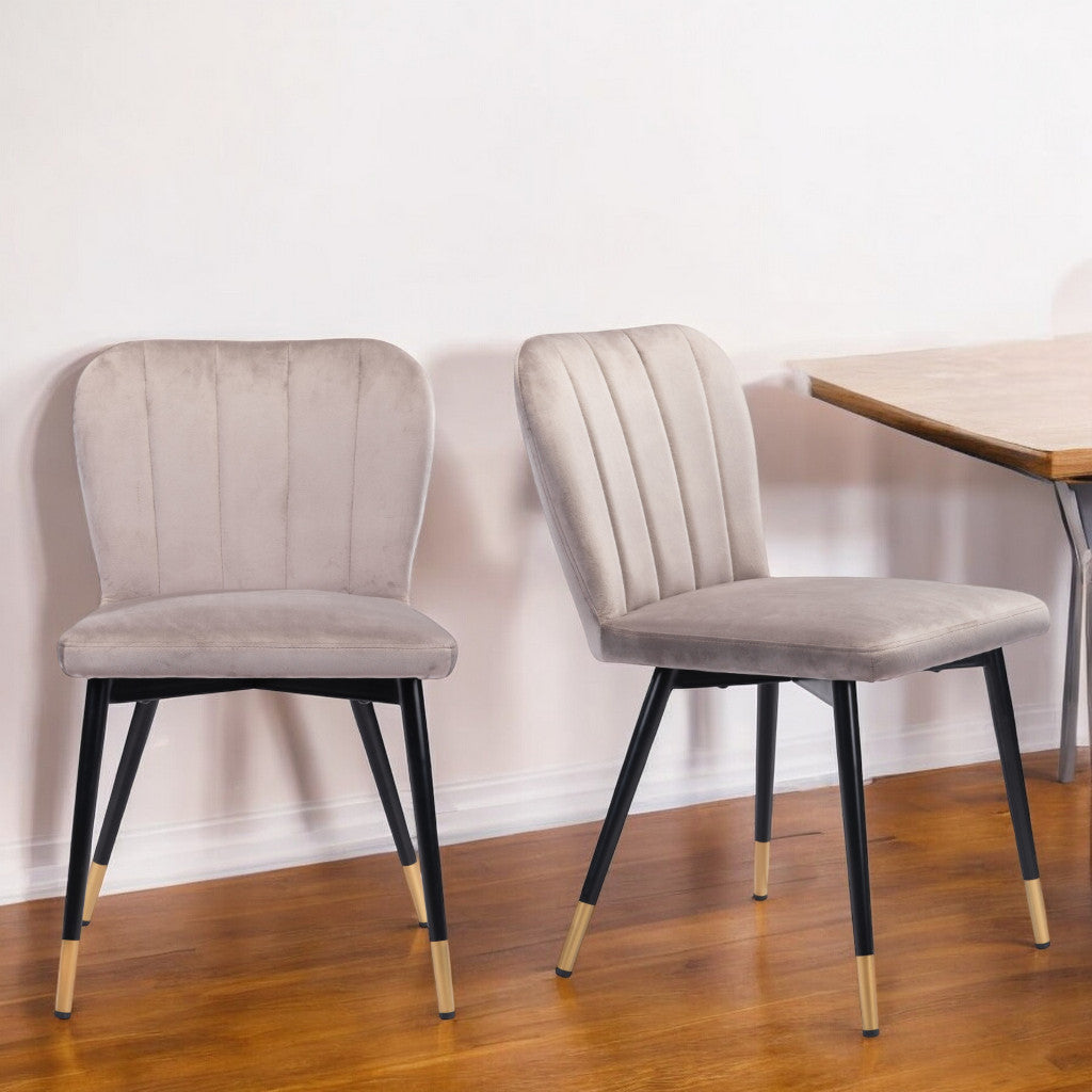 Set of Two Gray And Black Upholstered Fabric Dining Side Chairs