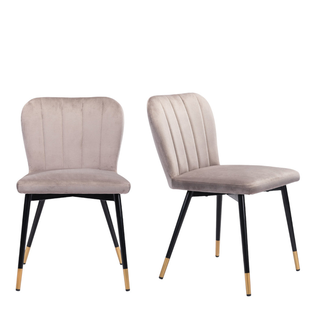 Set of Two Gray And Black Upholstered Fabric Dining Side Chairs