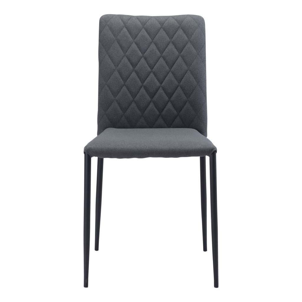 Set of Two Gray And Black Upholstered Fabric Dining Side Chairs