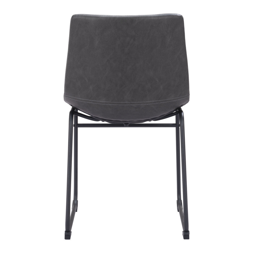 Set Of 2 Black Solid Back Dining Chairs