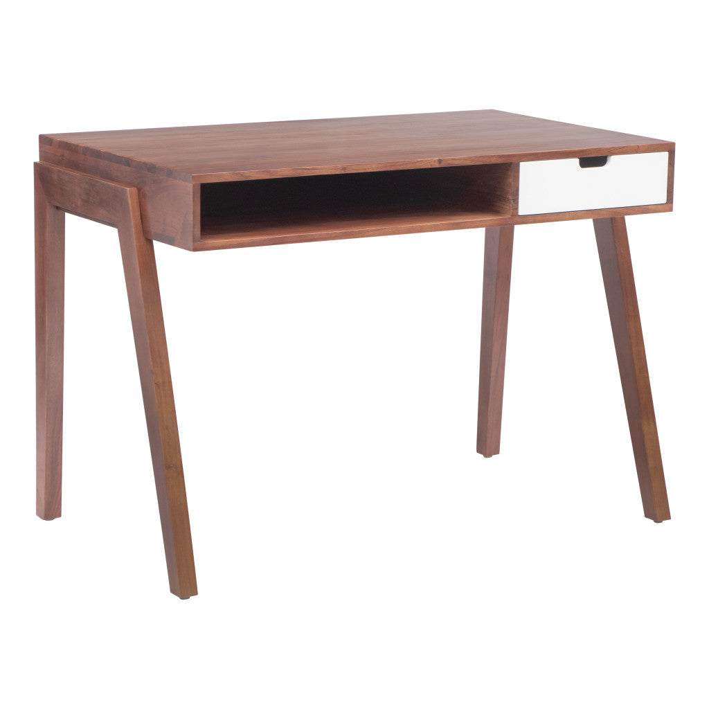 46" Brown Birch Solid Wood Writing Desk