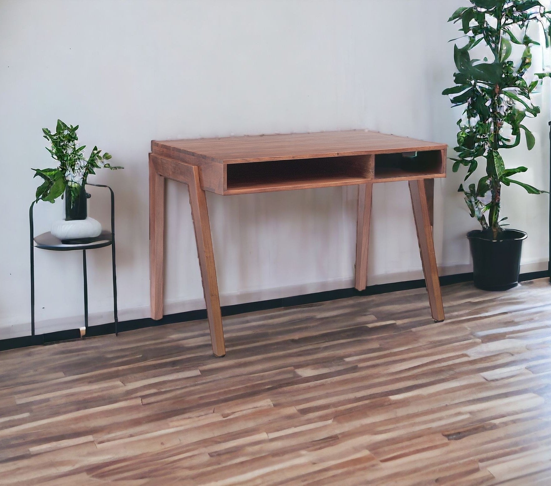 46" Brown Birch Solid Wood Writing Desk