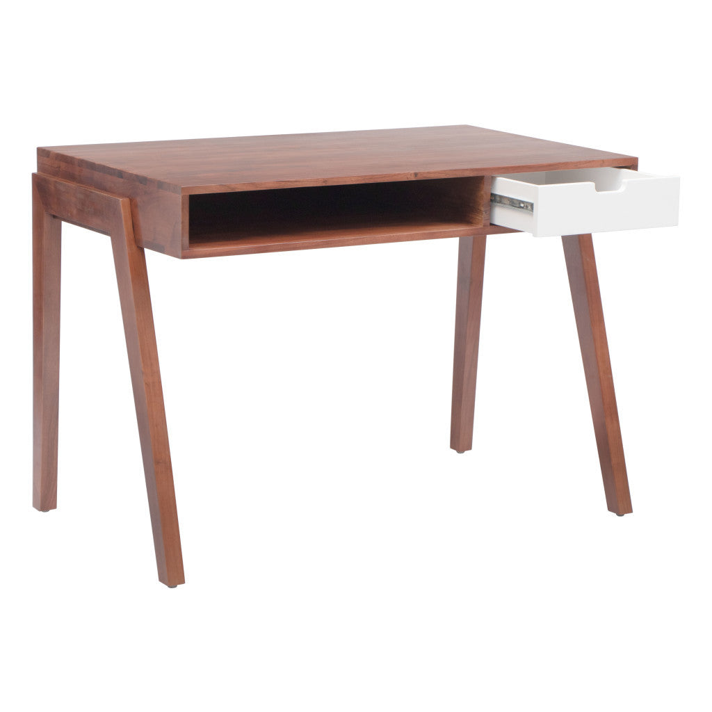 46" Brown Birch Solid Wood Writing Desk