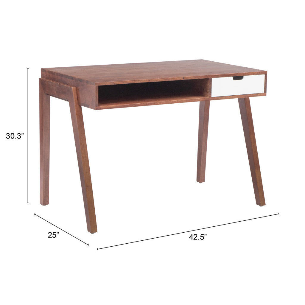 46" Brown Birch Solid Wood Writing Desk