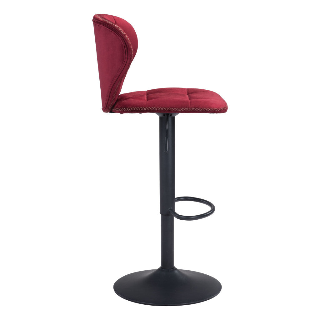 24" Red And Black Steel Swivel Low Back Counter Height Bar Chair