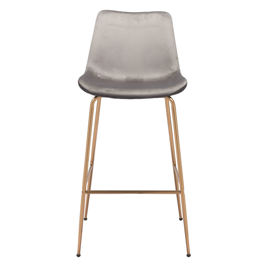 31" Gray And Copper Steel Low Back Bar Height Bar Chair