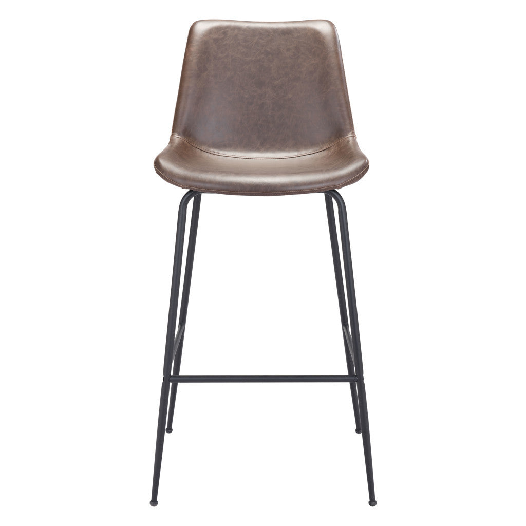 31 " Brown And Black Steel Low Back Bar Height Bar Chair