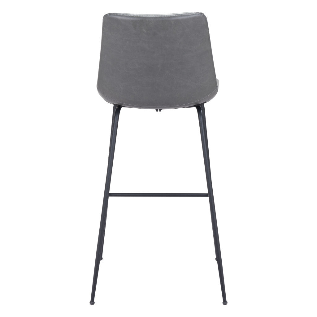 31 " Gray And Black Steel Low Back Bar Height Bar Chair