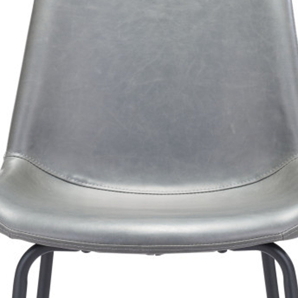 31 " Gray And Black Steel Low Back Bar Height Bar Chair