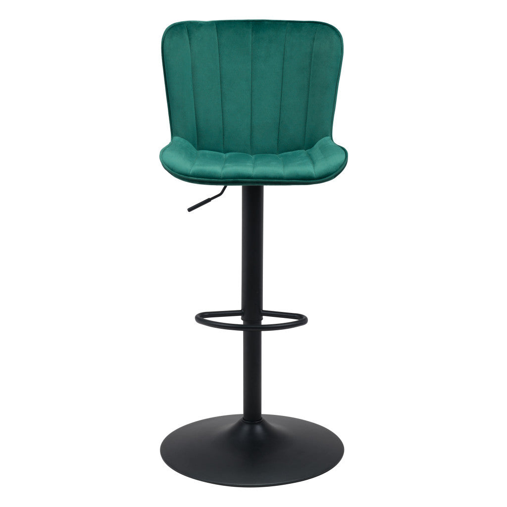 Adjustable Height Green And Black Steel Swivel Low Back Counter Height Bar Chair