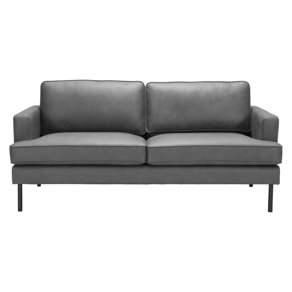 72" Gray Polyester Sofa With Black Legs