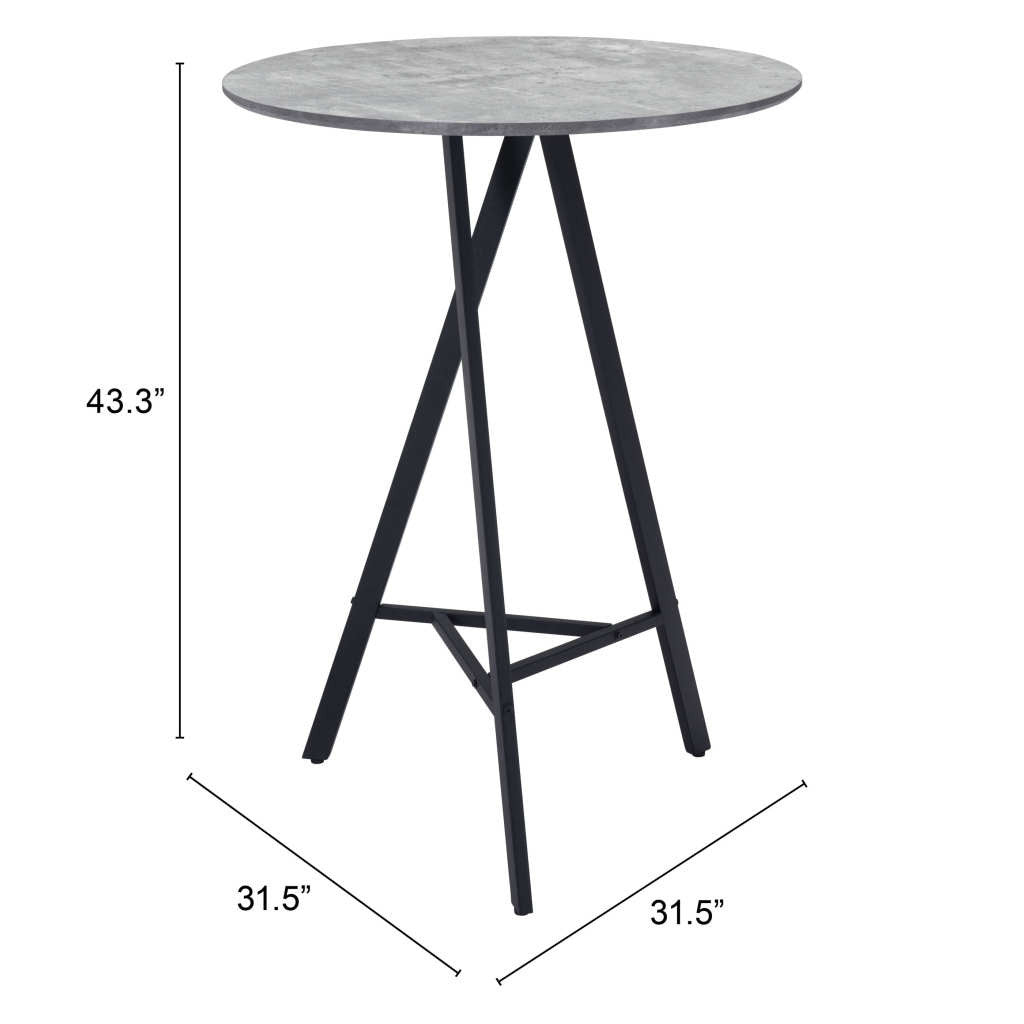 32" Gray and Black Rounded Steel Bar Table