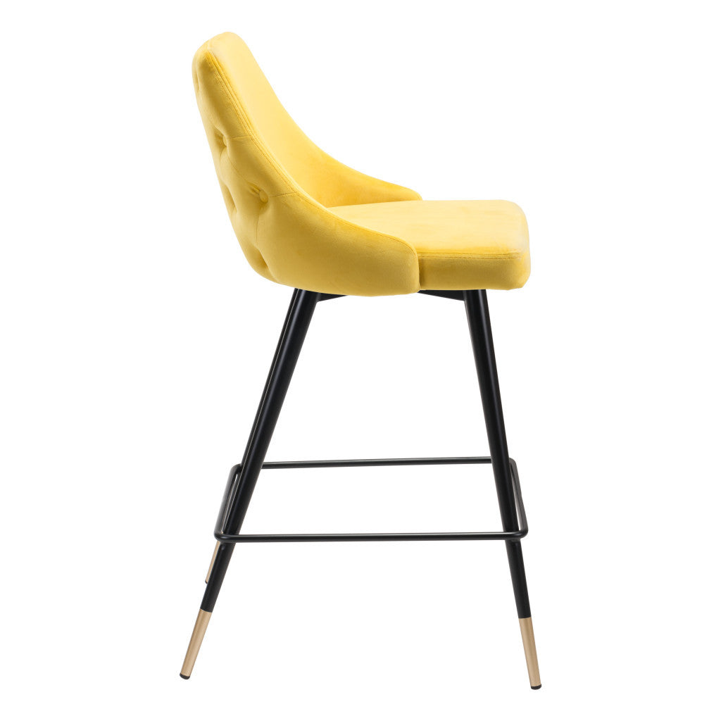 26" Yellow And Black Steel Low Back Counter Height Bar Chair