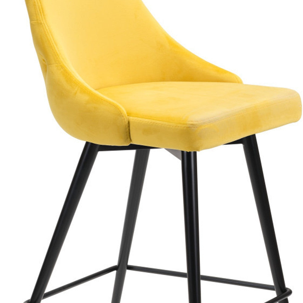 26" Yellow And Black Steel Low Back Counter Height Bar Chair