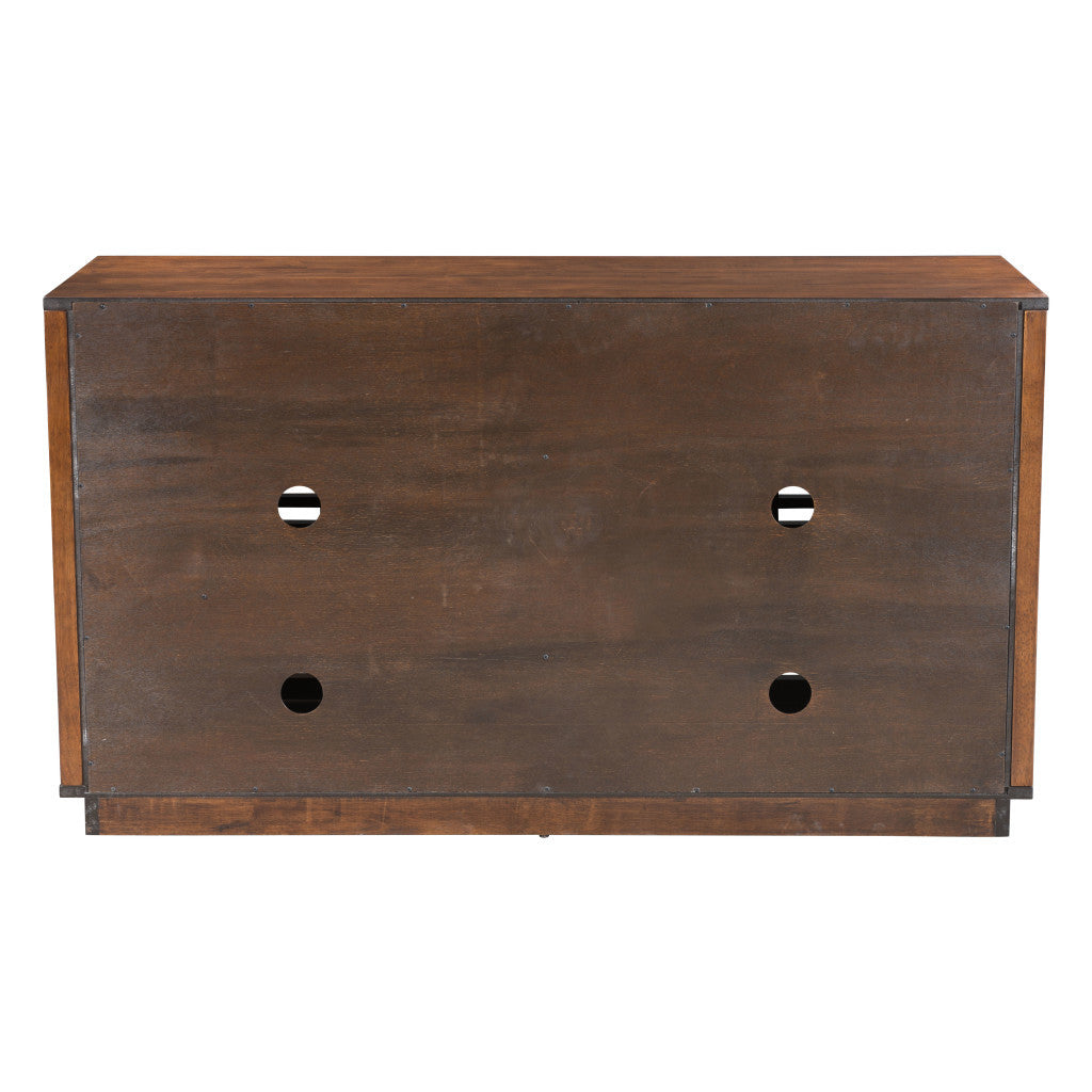 54" Walnut Modern Retro Grooves TV Media Center