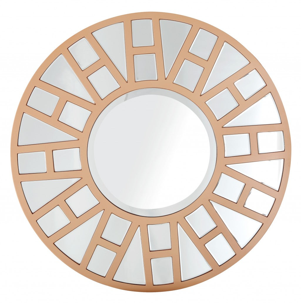 Gold Round Accent Metal Mirror