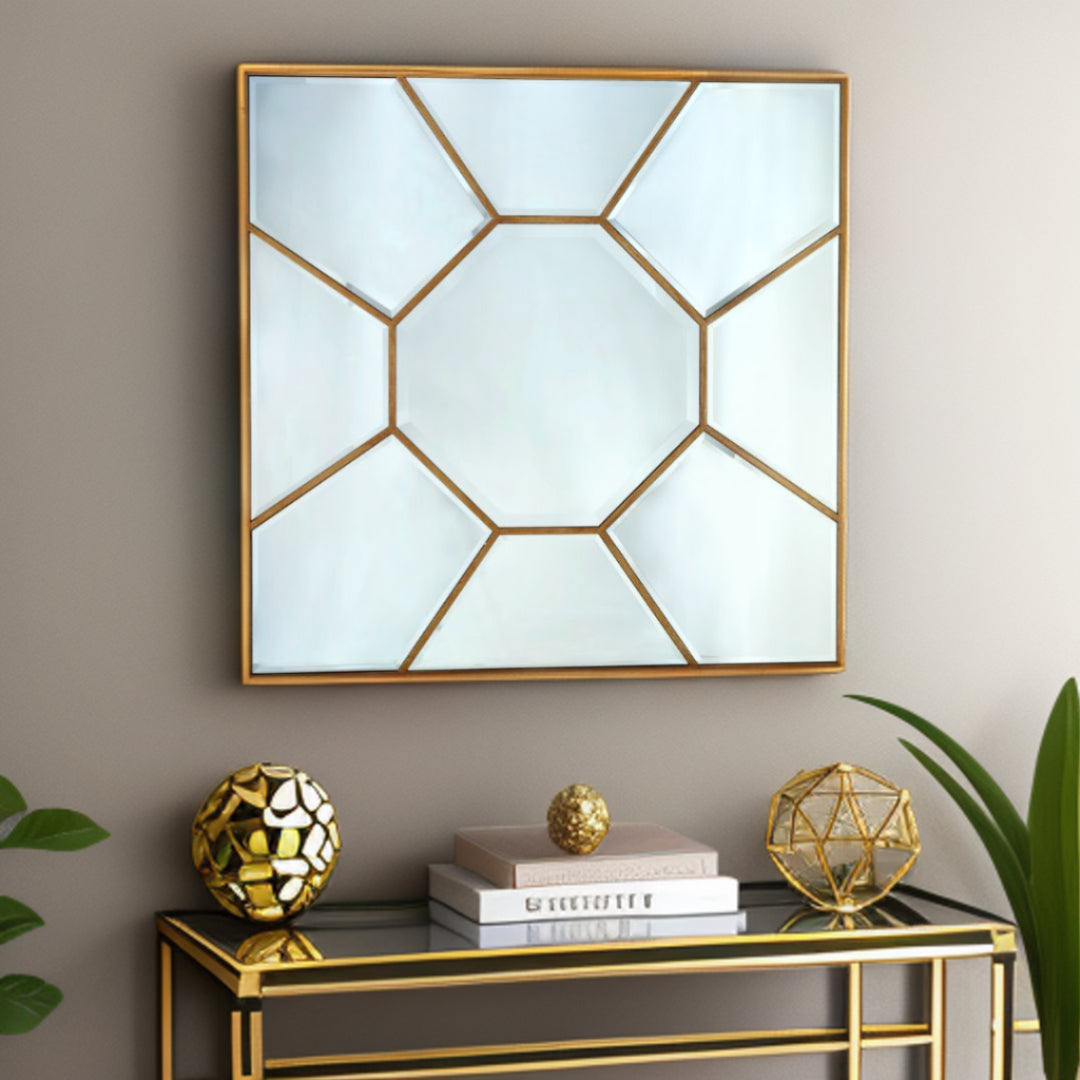 Gold Square Accent Metal Mirror