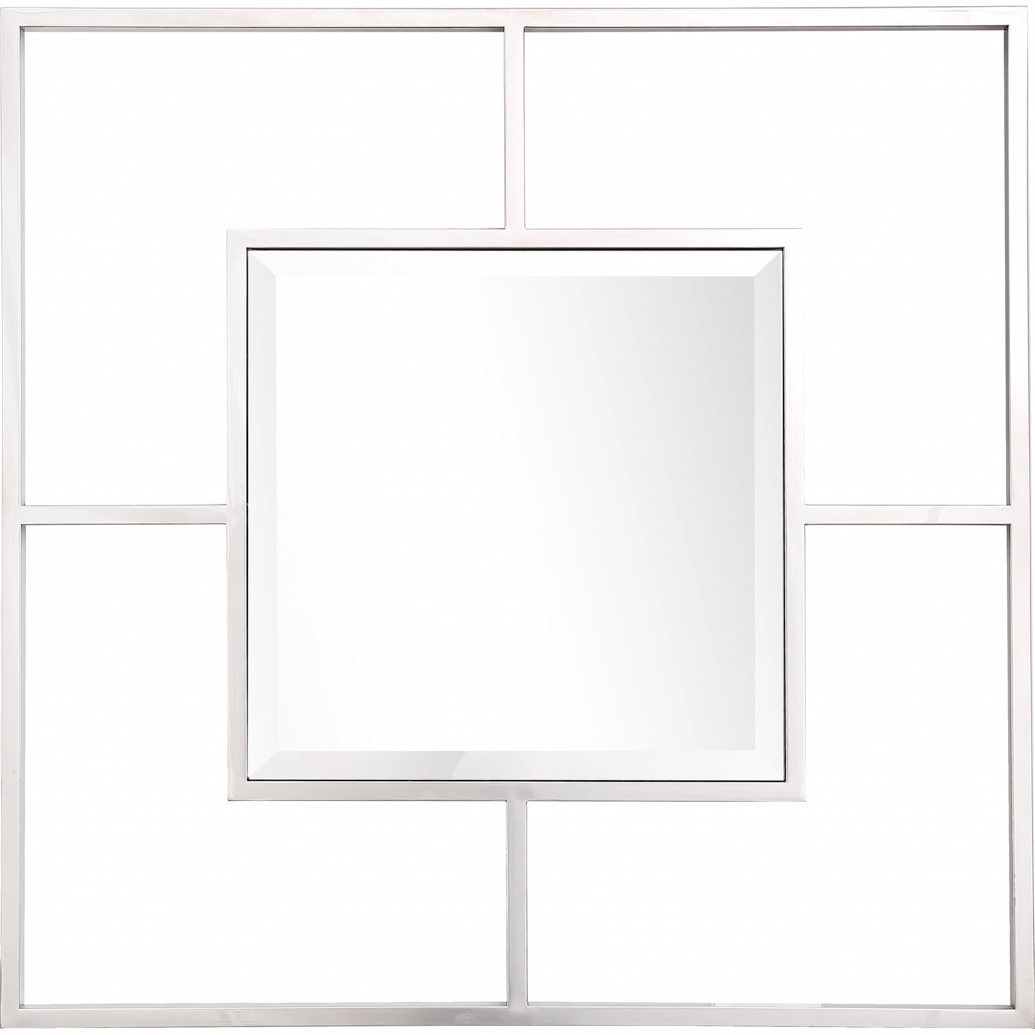 Silver Square Accent Metal Mirror