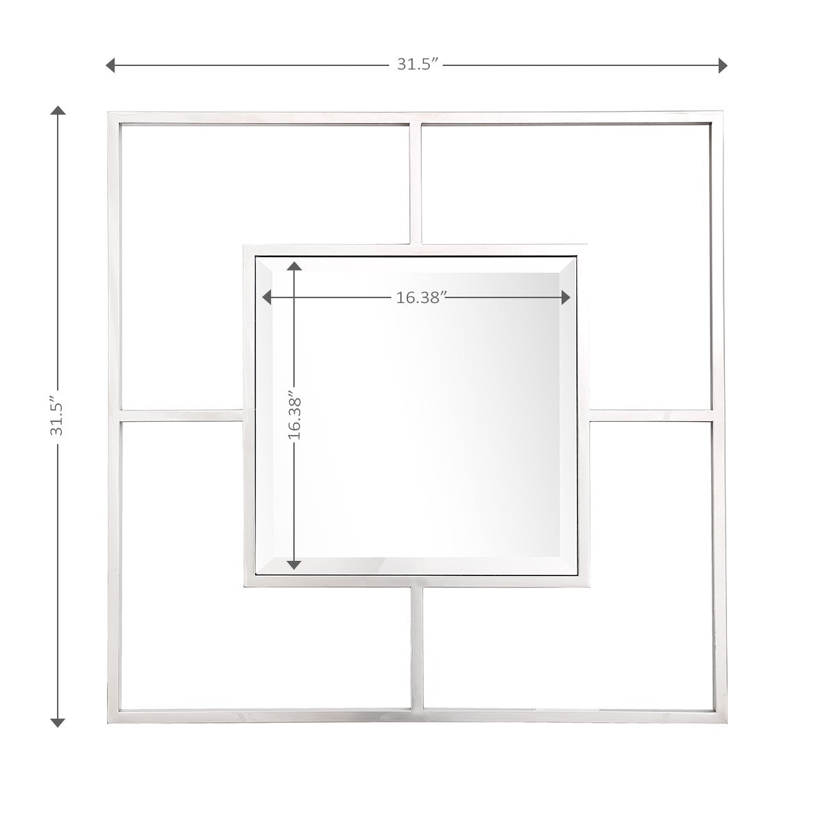 Silver Square Accent Metal Mirror