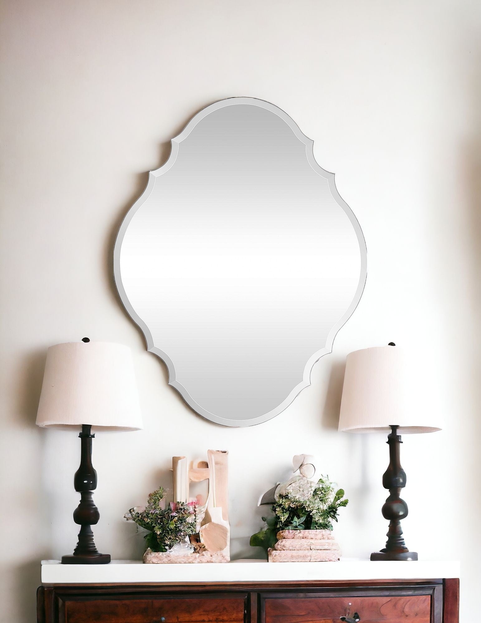 31" Silver Novelty Glass Framed Accent Mirror