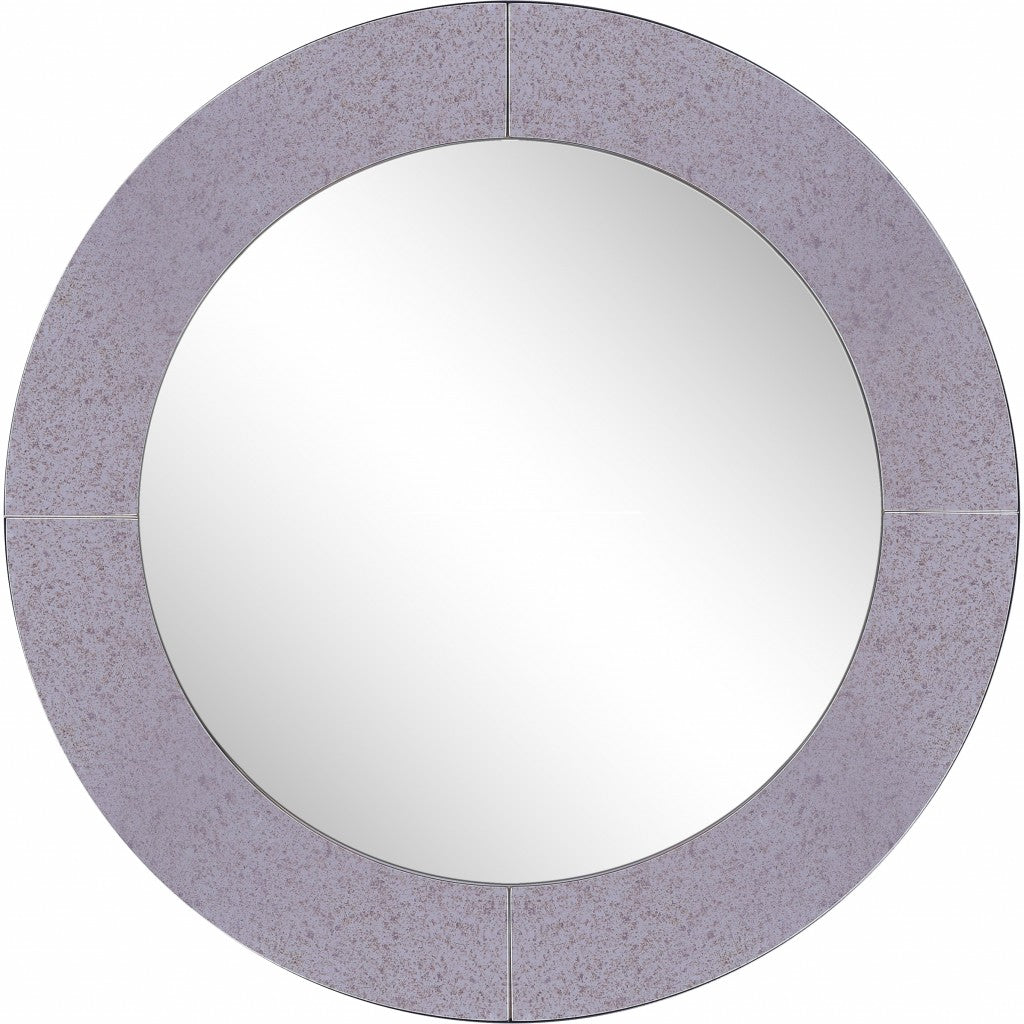 Gray Round Accent Glass Mirror