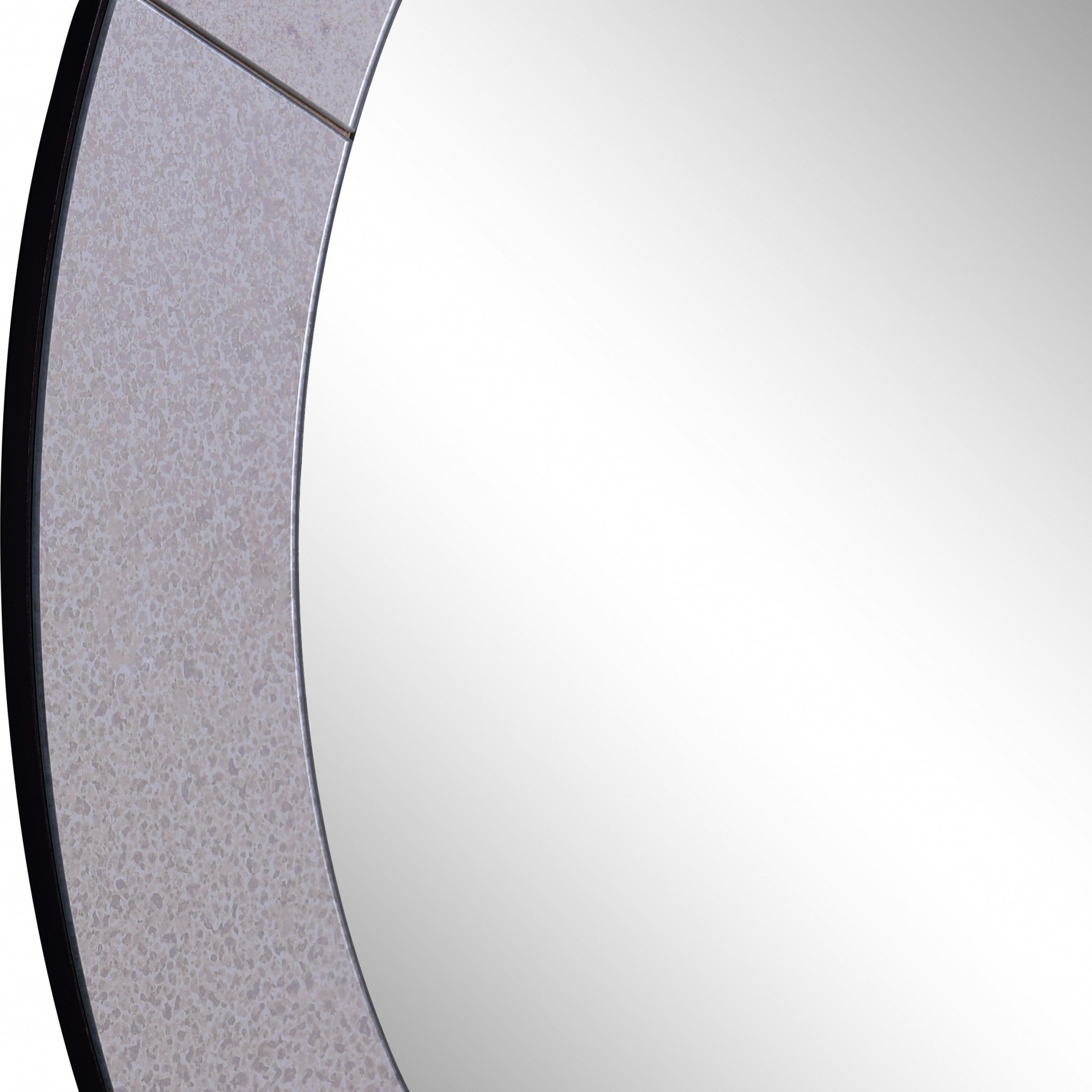 Gray Round Accent Glass Mirror