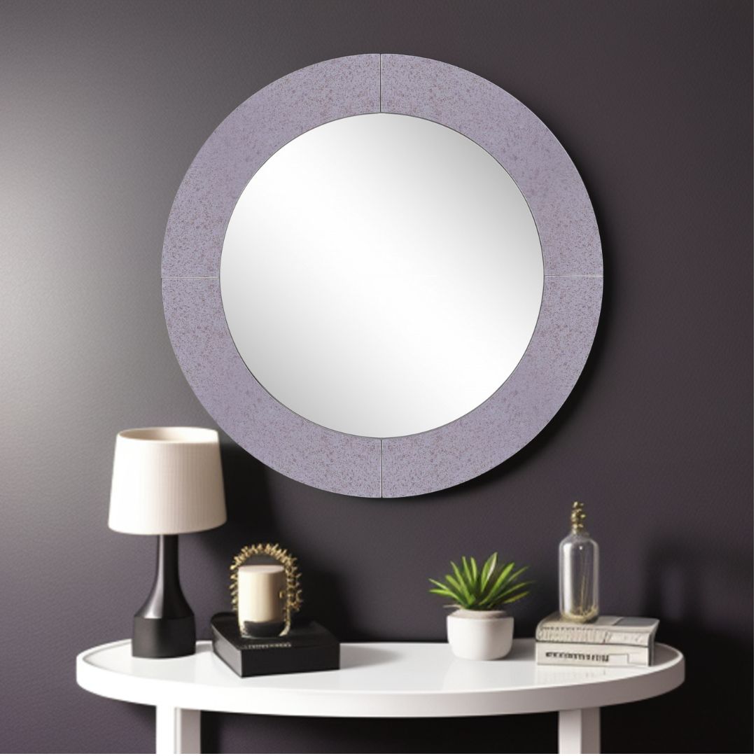 Gray Round Accent Glass Mirror