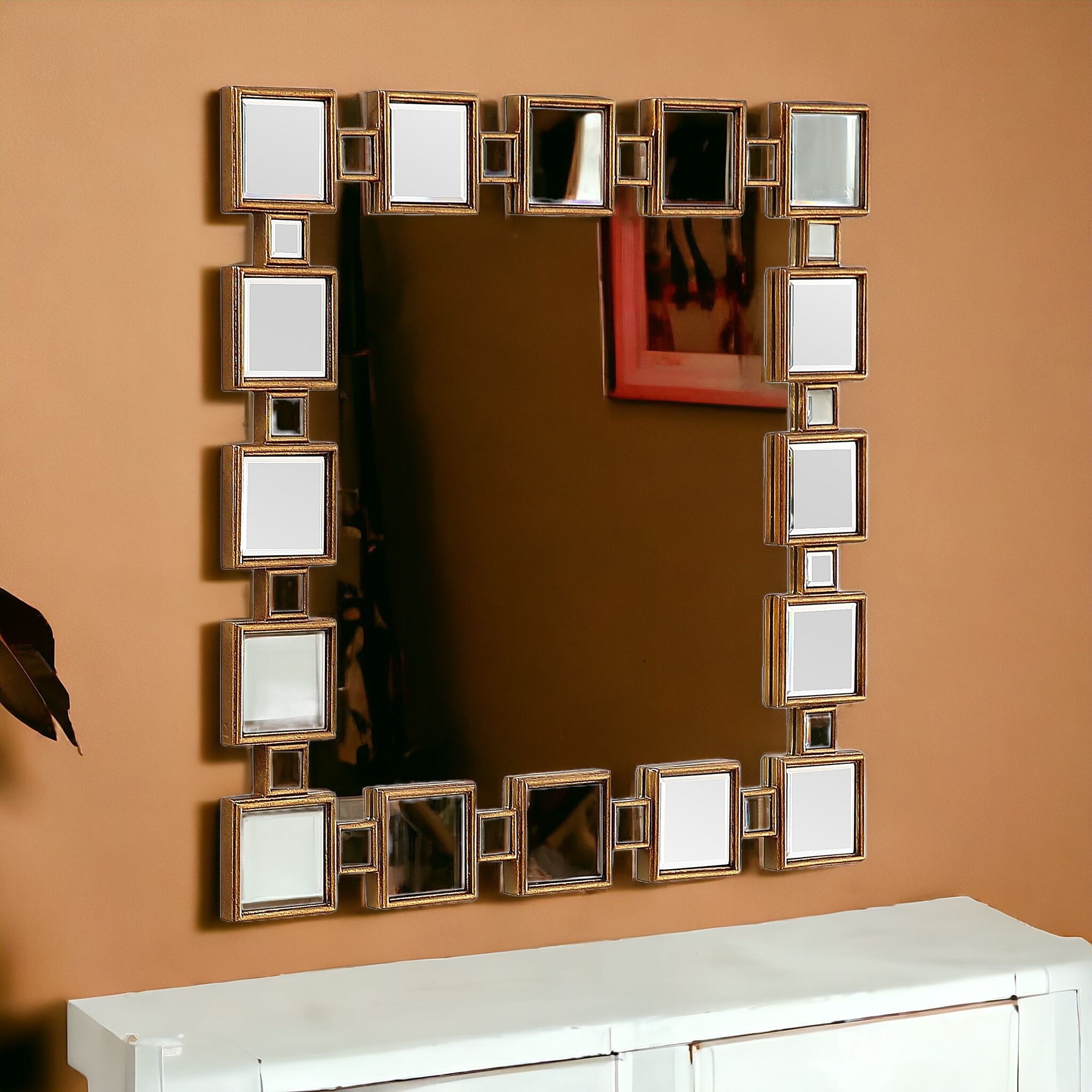 Gold Square Accent Mirror