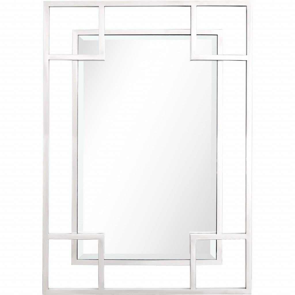 Silver Rectangle Accent Metal Mirror