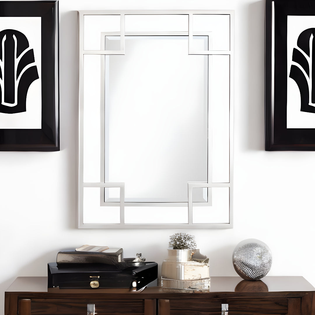 42" Silver Metal Framed Accent Mirror