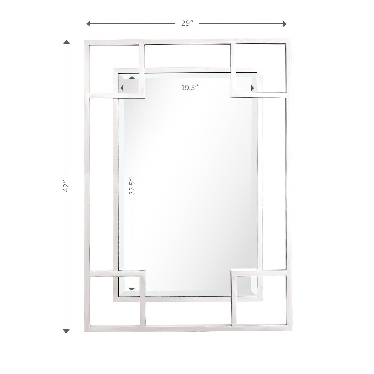 Silver Rectangle Accent Metal Mirror