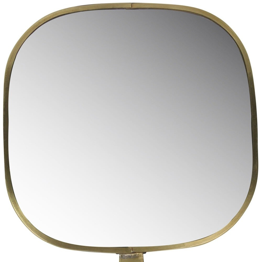 11" Golden Square Frame Handheld Mirror