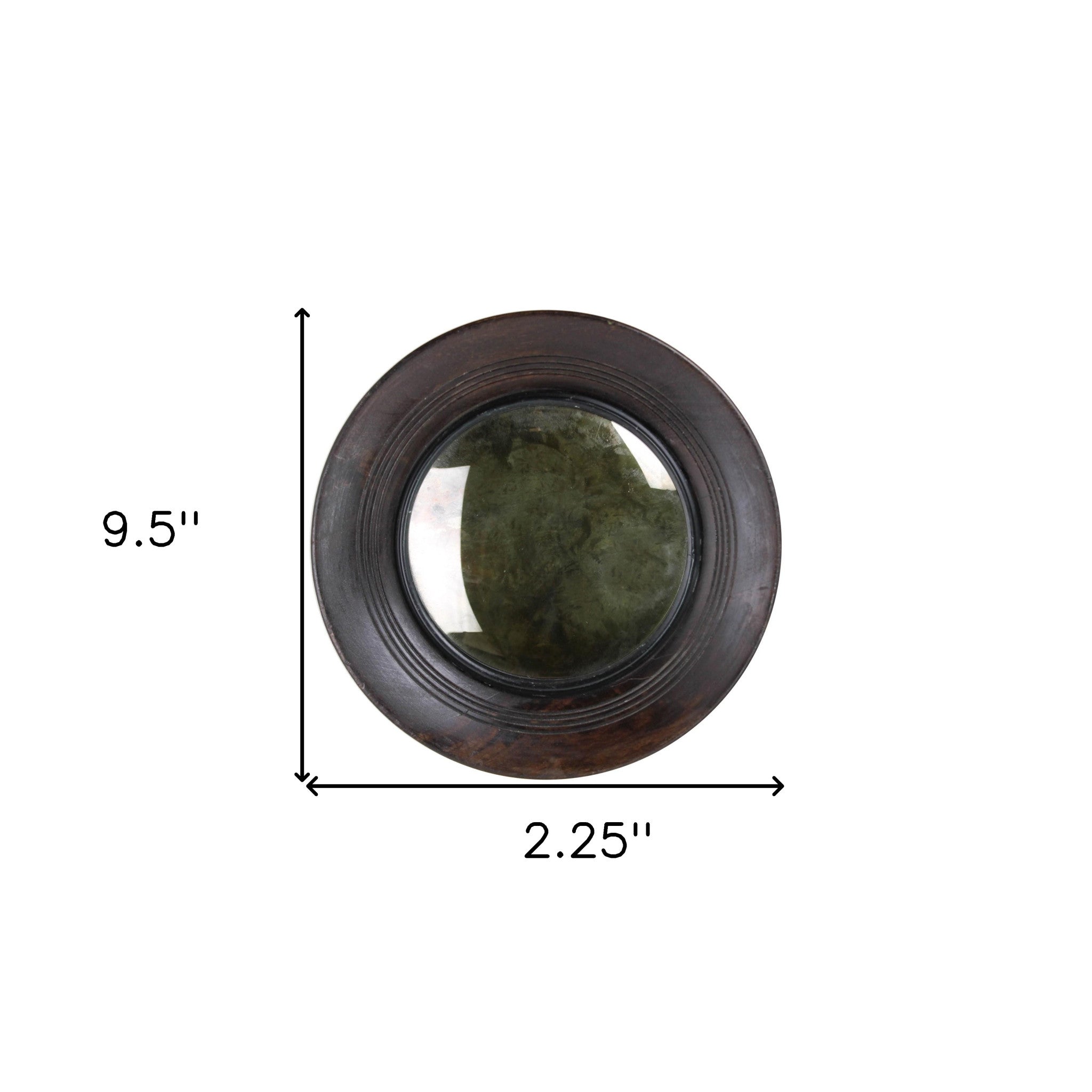 Petite Dark Brown Wooden Convex Mirror