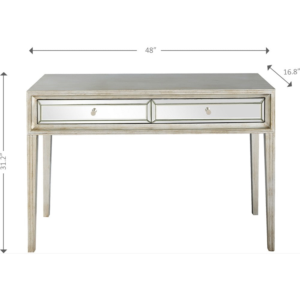 48" Silver Mirrored Glass Console Table