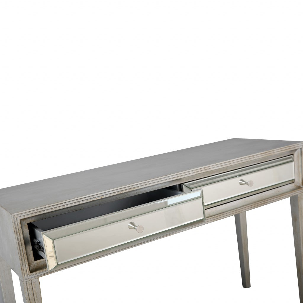 48" Silver Mirrored Glass Console Table