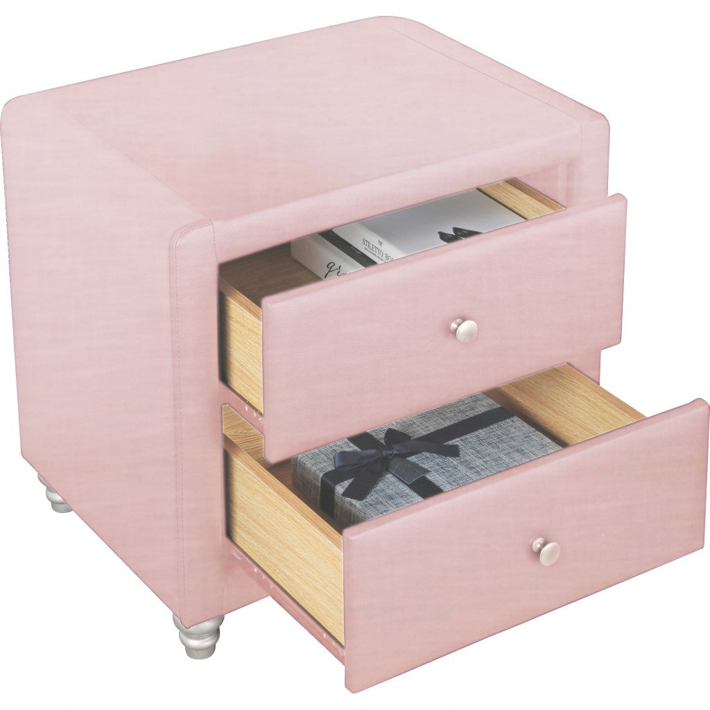 20" Pink Two Drawers Nightstand