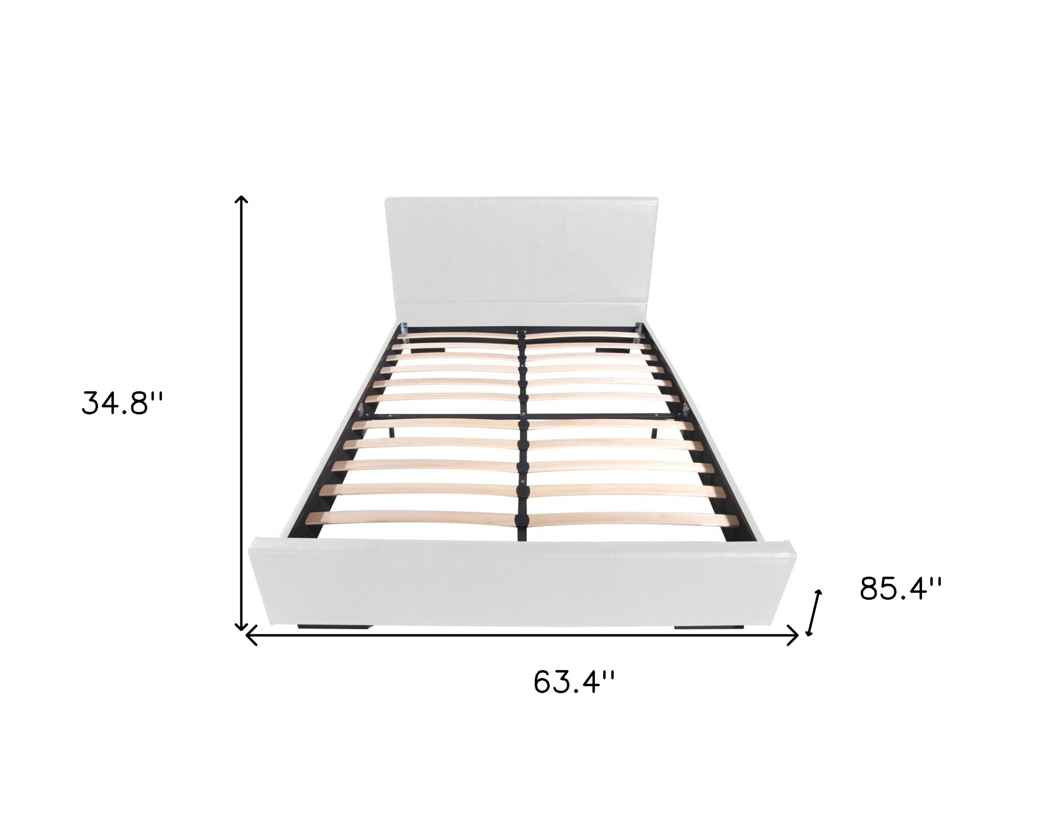 White Solid and Manufactured Wood Queen Upholstered Faux Leather Bed Frame