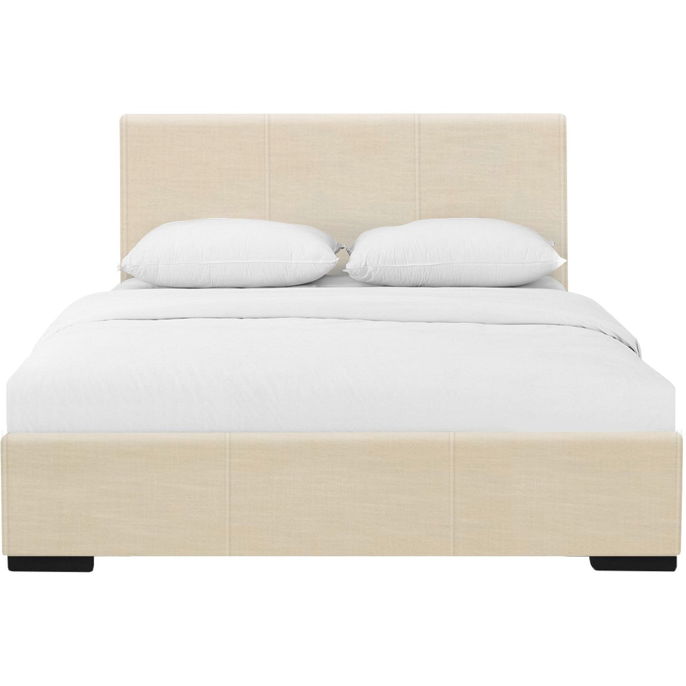 White Solid and Manufactured Wood Queen Upholstered Faux Leather Bed Frame