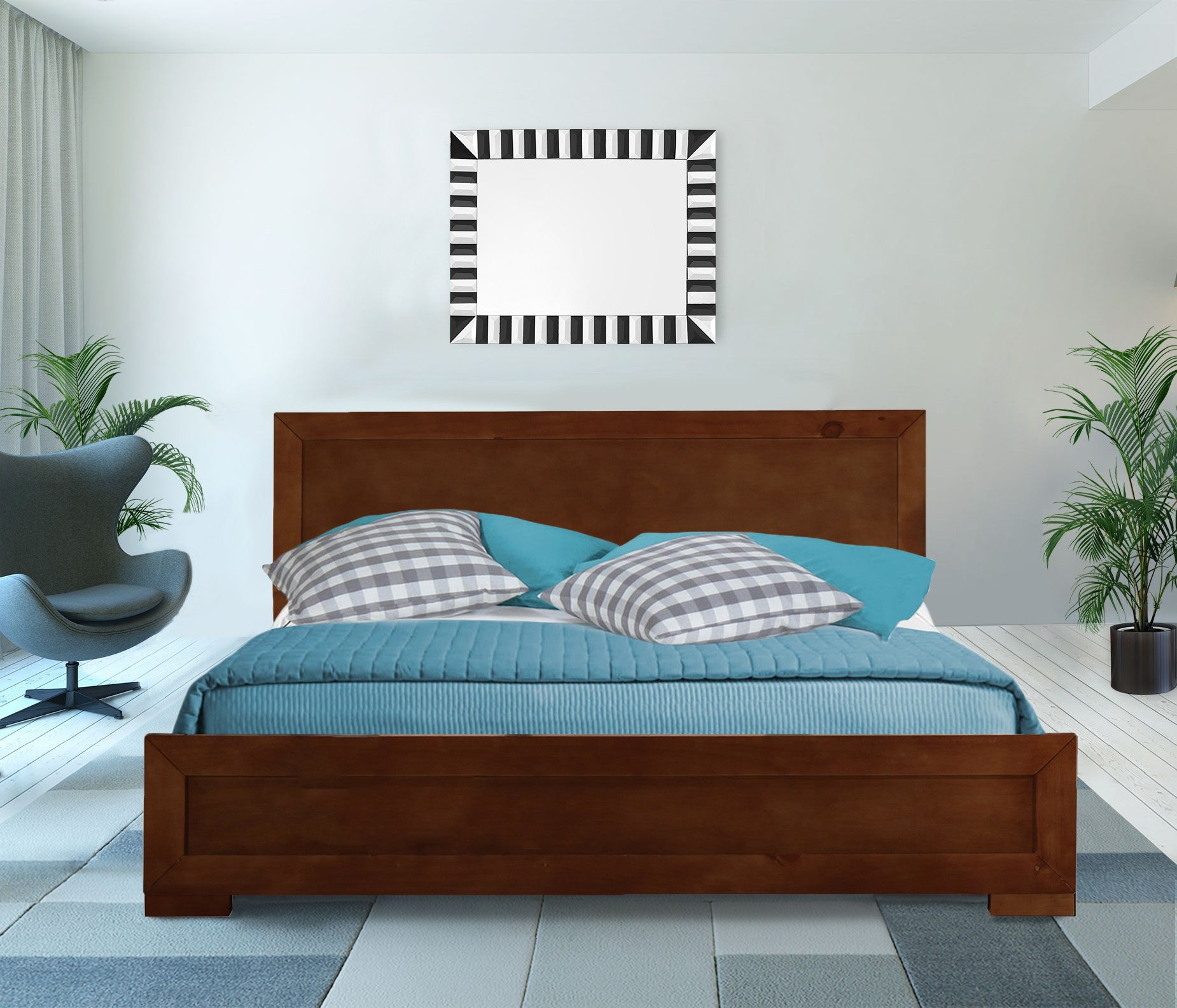 Brown Solid and Manufactured Wood Queen Bed Frame