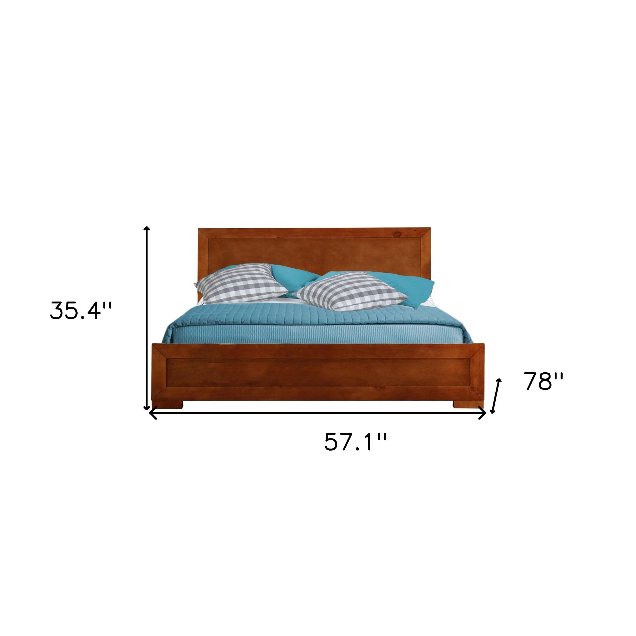 Brown Solid and Manufactured Wood Queen Bed Frame