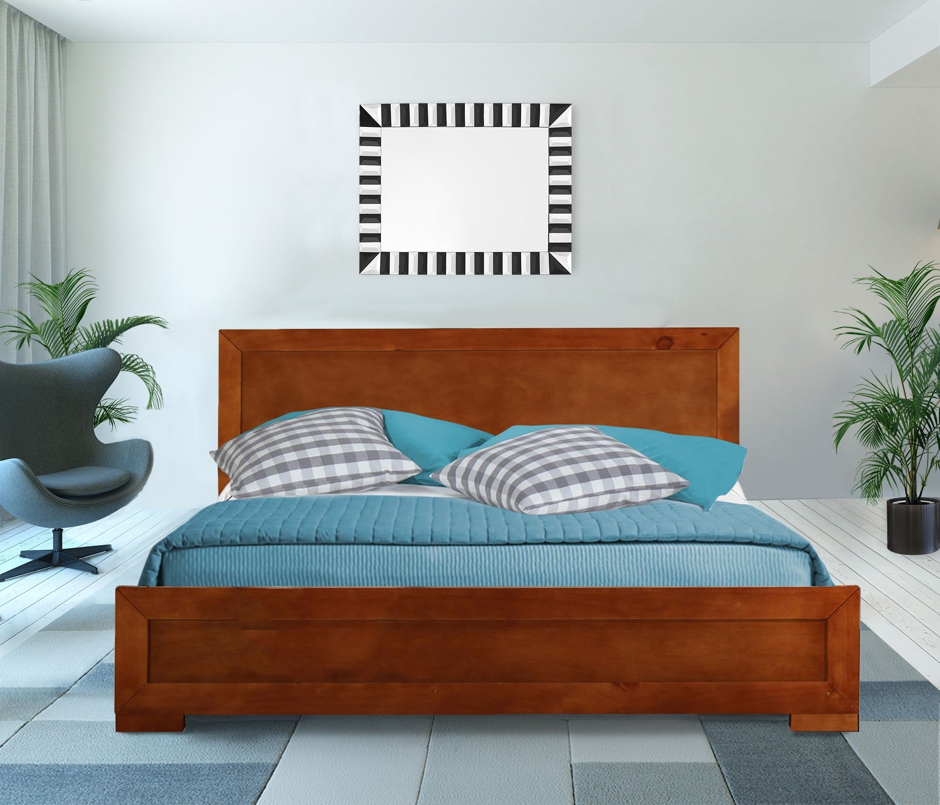 Brown Solid and Manufactured Wood Queen Bed Frame