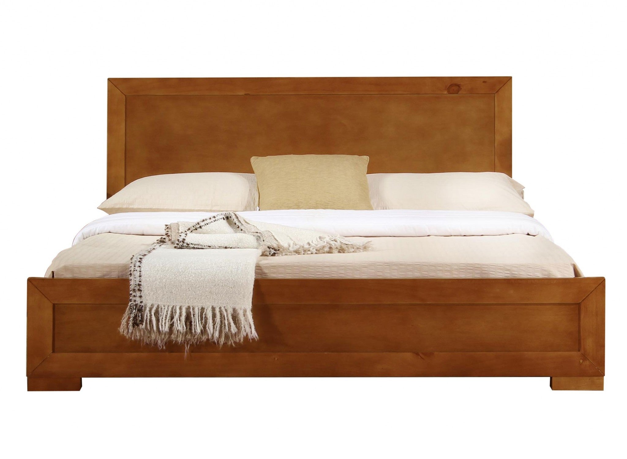 Brown Solid and Manufactured Wood Queen Bed Frame