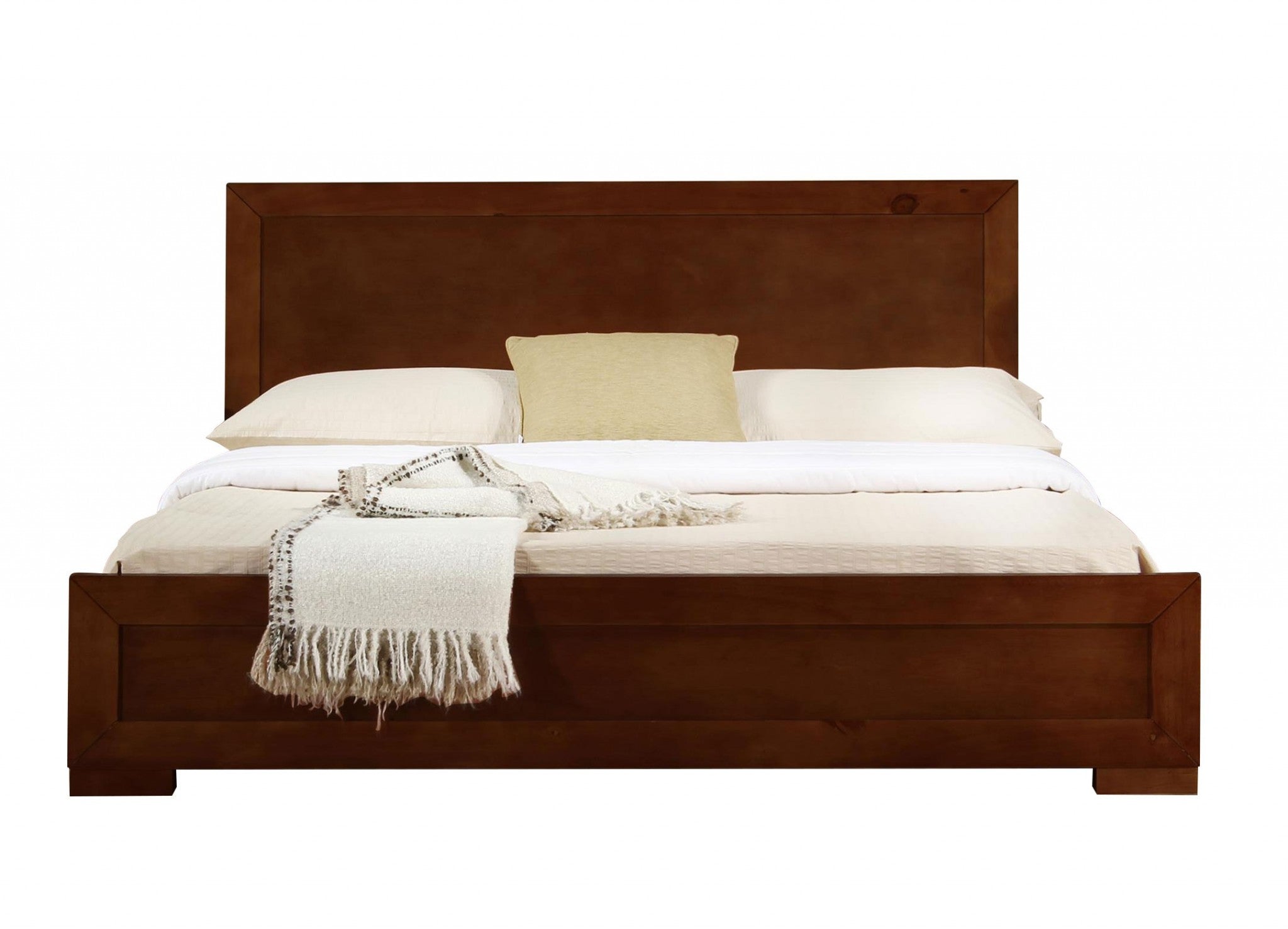 Brown Solid and Manufactured Wood Queen Bed Frame